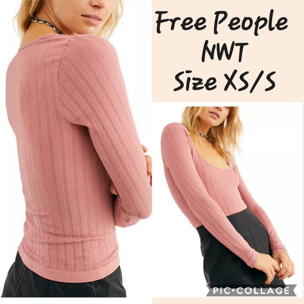 Free People Lucky You Scoop Neck Long  Sleeve